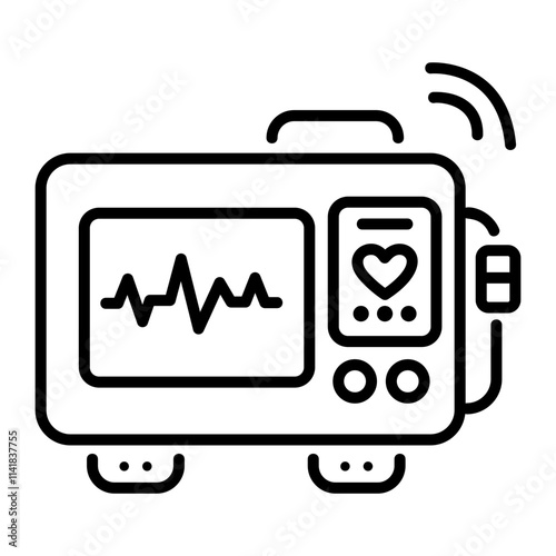 A linear icon of ecg machine 