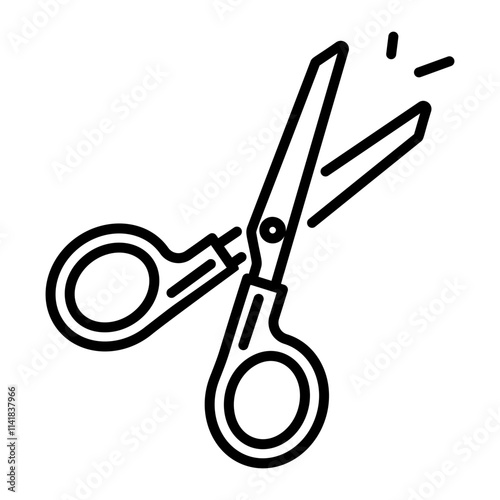 A line icon of surgical scissors 