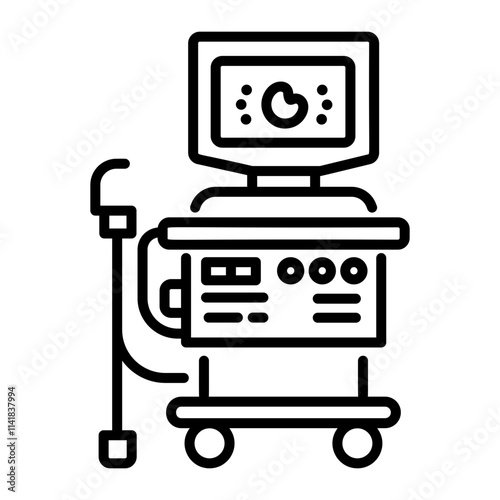 Ultrasound machine icon in line style 