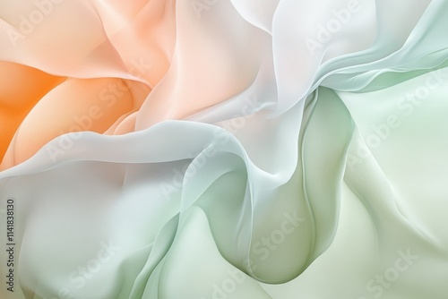 Abstract image of pastelcolored fabric with soft, flowing folds and gentle color gradients.