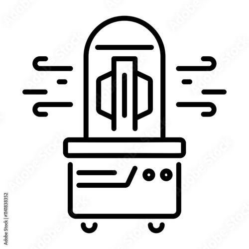 A linear icon of a disinfectant robot 
