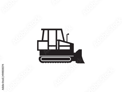 Realistic Bulldozer icon isolated vector on white background. Construction wheel loader outline vector, Vehicle vector