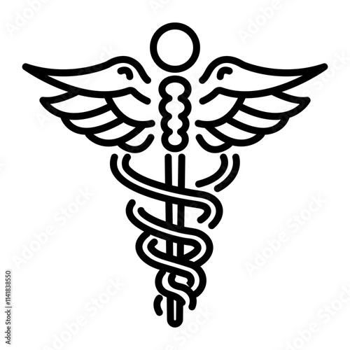 A linear icon of caduceus symbol 