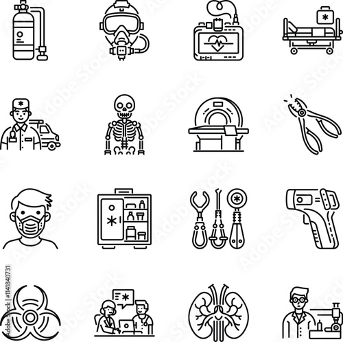 Set of Linear Style Healthcare Icons 

