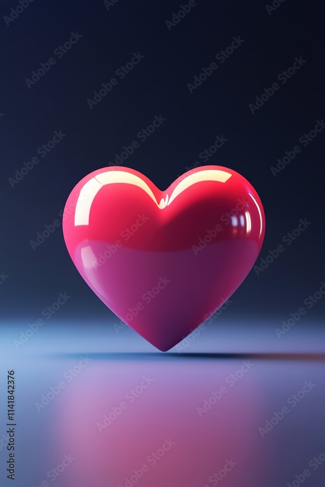 Glowing red heart with reflection on dark background. Glowing red heart with reflection on dark background.