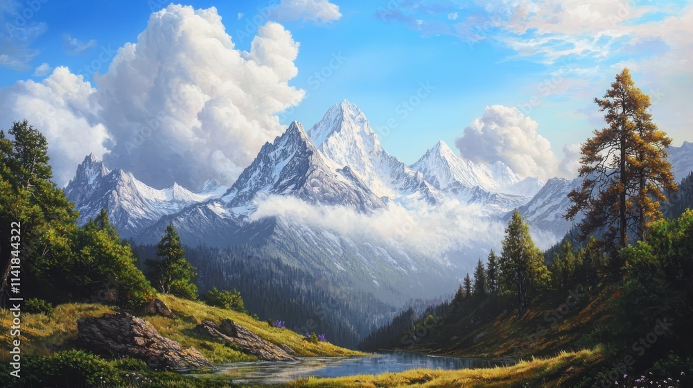 Tranquil hike through serene mountain landscape in nature scenic viewpoint lush environment peaceful concept Tranquil hike through serene mountain landscape in nature scenic viewpoint lush environment peaceful concept