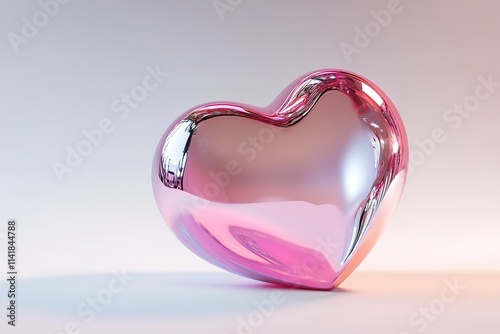 Shiny pink heart on gradient background, symbolizing love.