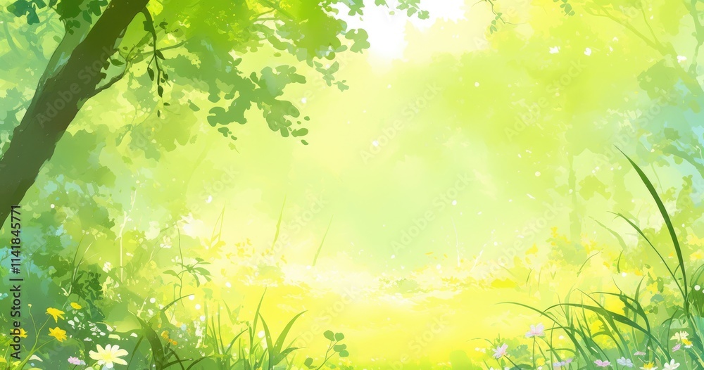 A serene, lush forest scene filled with soft light and vibrant greenery. A serene, lush forest scene filled with soft light and vibrant greenery.