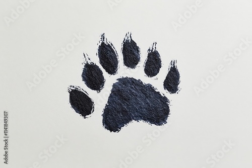 A black bear paw print on a white background. photo