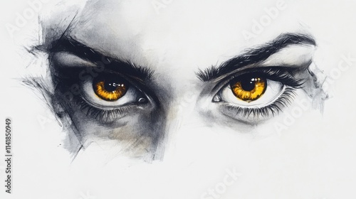 The Intensity of the Golden Gaze A Captivating Close-Up of Fiery Eyes photo