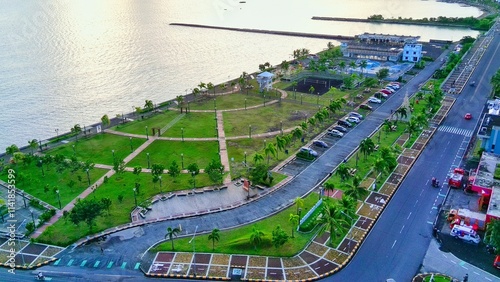 Sawangan Park and Legazpi Boulevard In Legazpi City Albay Philippines drone shot