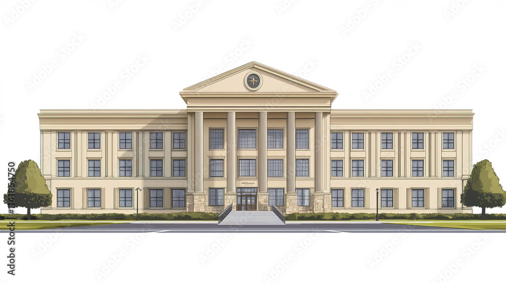 Fototapeta premium large military academy building with disciplined architecture and columns