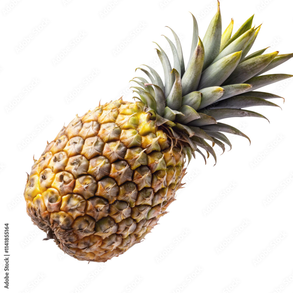 Fresh Pineapple flying in the air isolated on transparent background Fresh Pineapple flying in the air isolated on transparent background