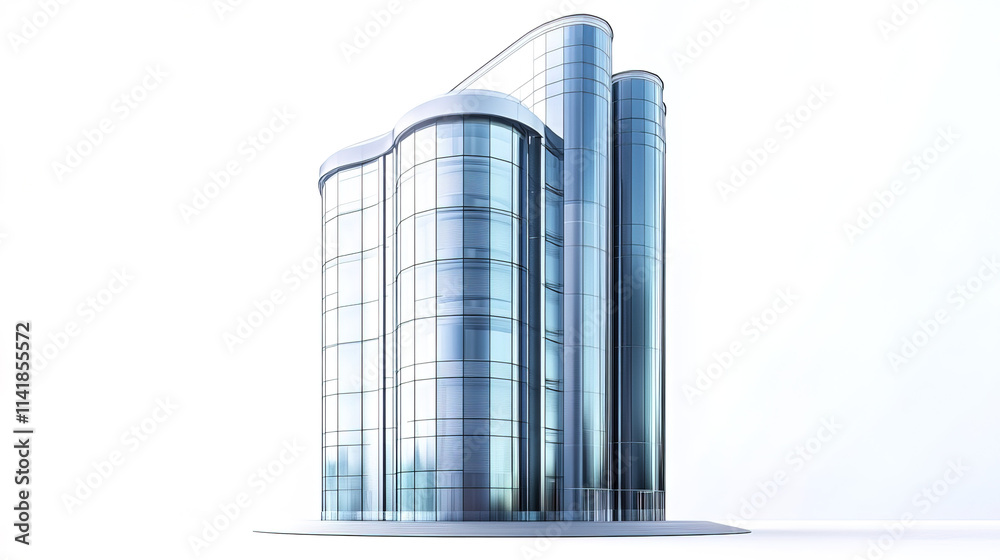 Modern skyscraper with sleek glass facade and high tech design Modern skyscraper with sleek glass facade and high tech design