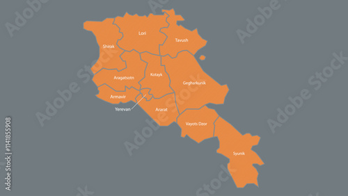 Modern Map of Armenia with Interactive Features, Flat design Armenia outline map.