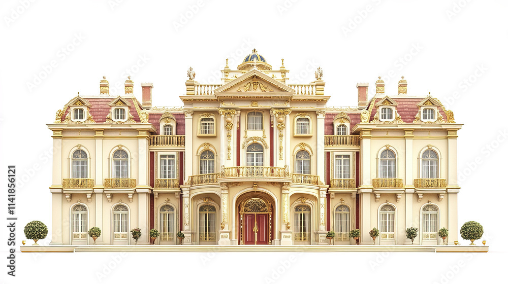 Fototapeta premium Luxurious royal palace with opulent architecture and golden accents