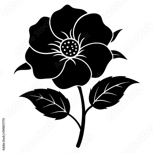Wild prairie rose vector illustration in white background