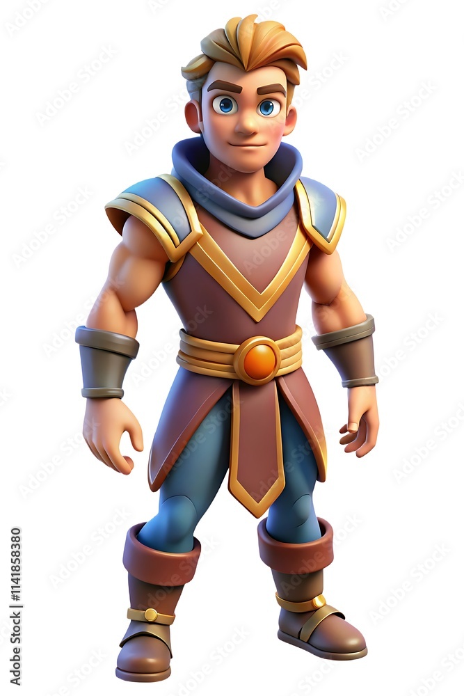 3D Warrior Character in Gaming Style, Isolated on White Background for Fantasy Gaming 3D Warrior Character in Gaming Style, Isolated on White Background for Fantasy Gaming