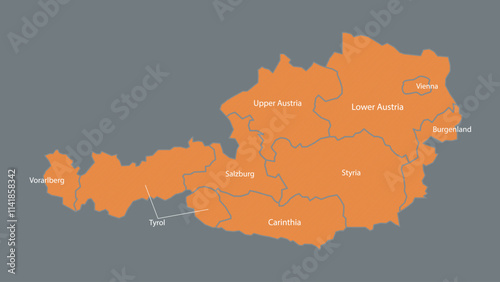 Modern Map of Austria with Interactive Features, Flat design Austria outline map.