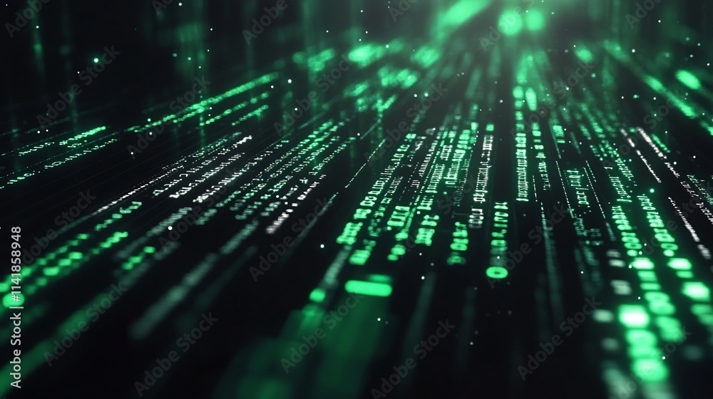 Abstract Green Digital Code Matrix Background