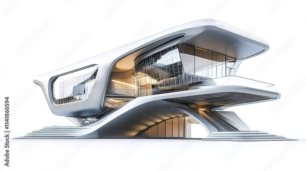 Futuristic school building with innovative design and tech focus Futuristic school building with innovative design and tech focus