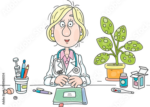 Doctor young woman with a s...