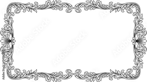 A filigree heraldic crest motif floral pattern border frame. Original design in a vintage style. photo