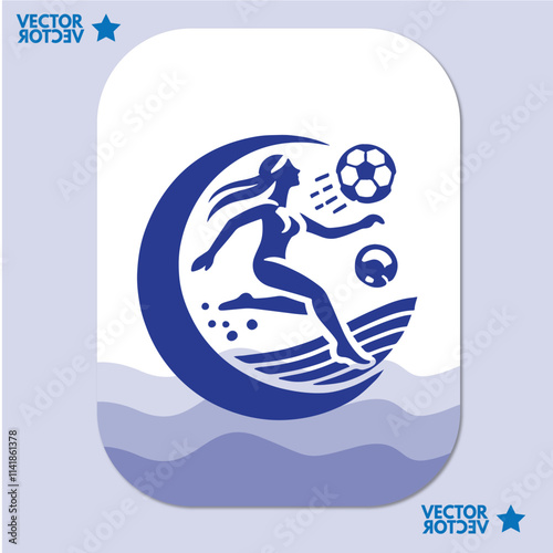 Beach ball icon. Vector filled thin outline illustration for summer and beach leisure fun time