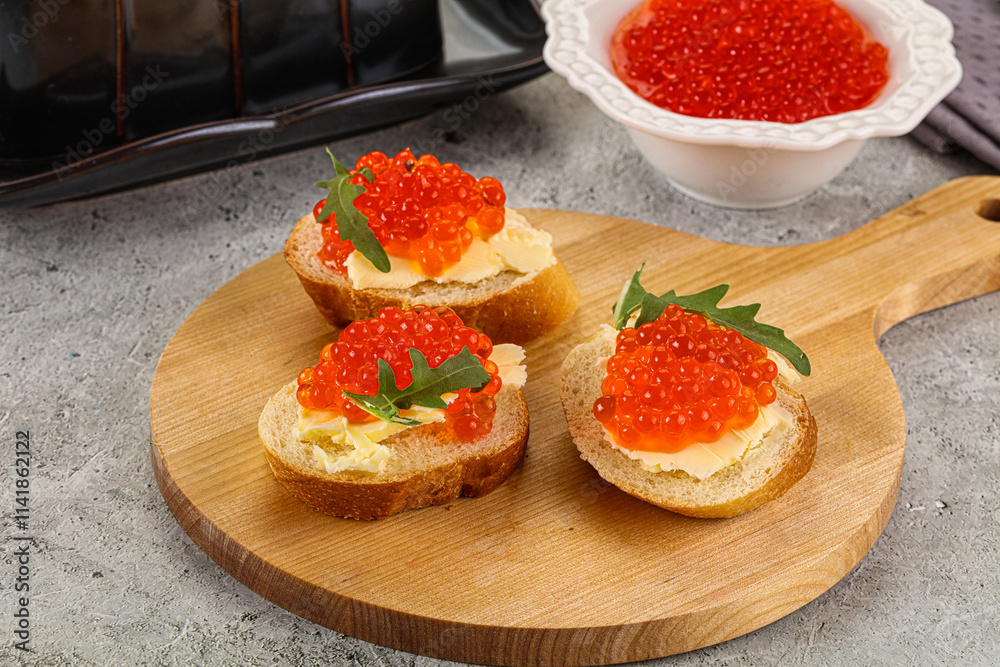 Luxury toast with red caviar Luxury toast with red caviar