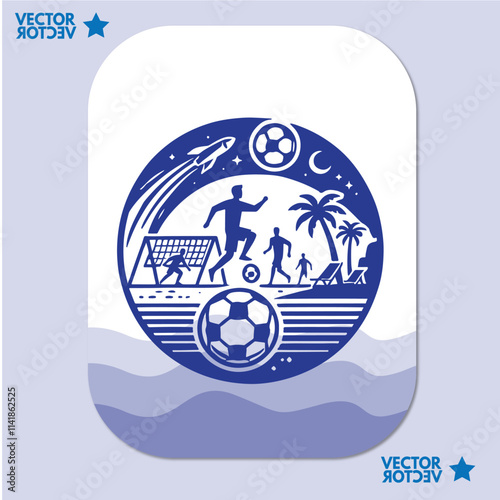 Beach ball icon. Vector filled thin outline illustration for summer and beach leisure fun time