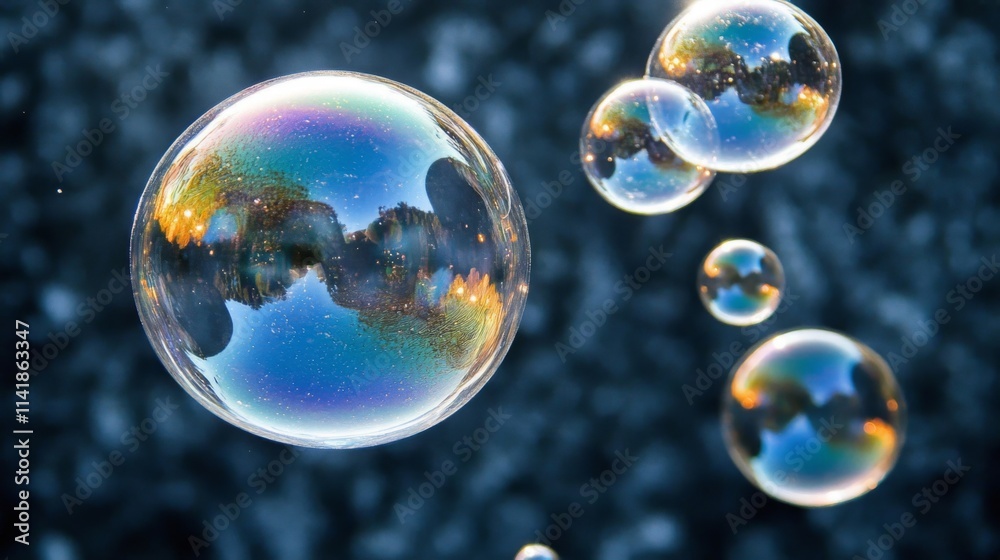 Rainbow Bubbles Floating In The Air Rainbow Bubbles Floating In The Air