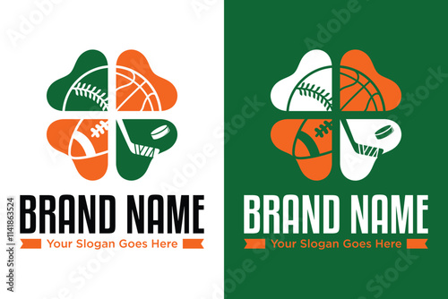 simple modern sport basketball rugby football baseball hockey clover leaf vector illustrator logo design