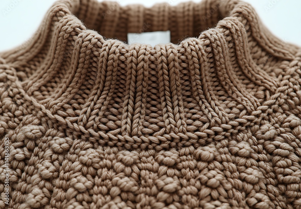 Fototapeta premium Close up of a brown knitted turtleneck sweater