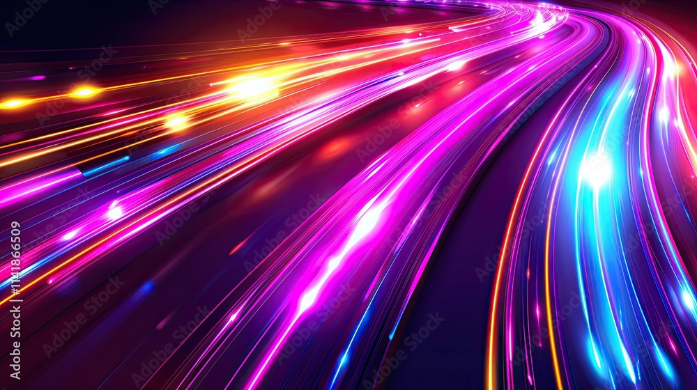 Obraz premium A vibrant, dynamic display of colorful light trails creating a sense of motion and energy.