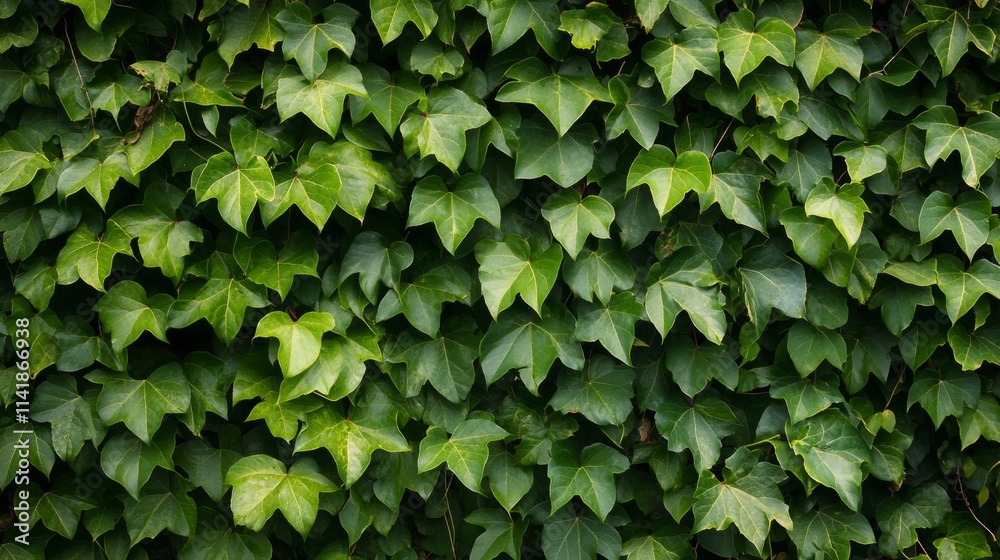 Lush Green Ivy Leaves Form A Dense Wall Lush Green Ivy Leaves Form A Dense Wall