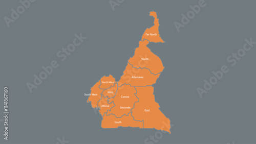 Modern Map of Cameroon with Interactive Features, Flat design Cameroon outline map.