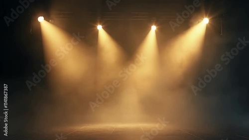 spotlight on Enigmatic Stage: Mysterious Fog and Dimmed Lights. Generative ai