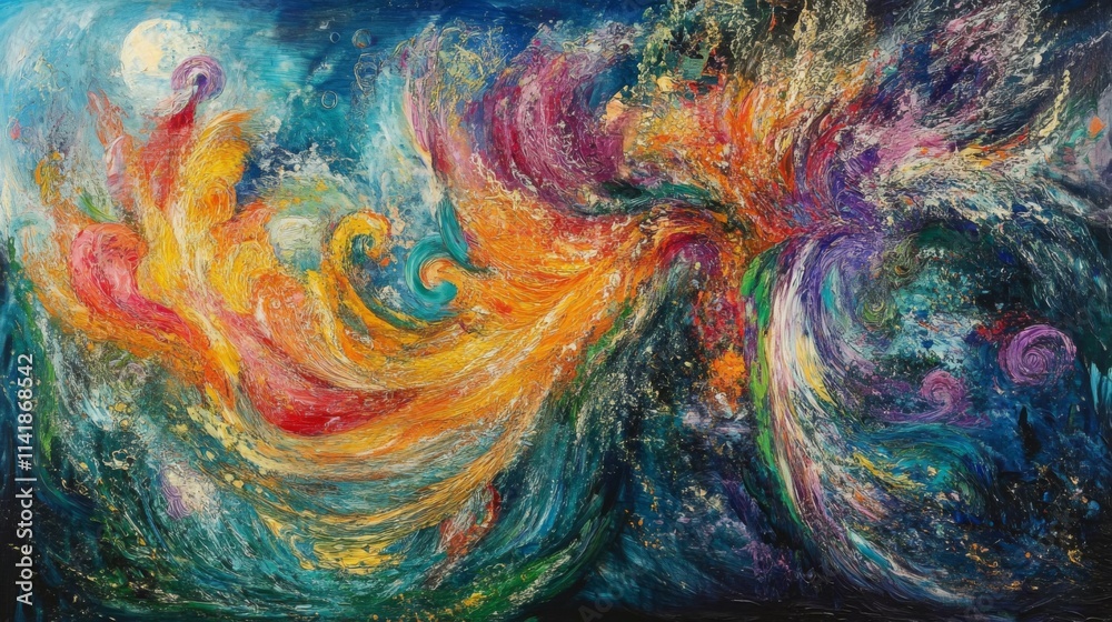 Celestial Dance A Vibrant Cosmic Ballet Of Colors And Light