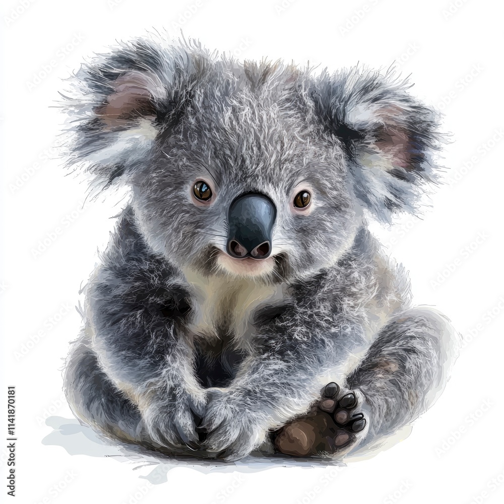 Fototapeta premium Oil painting of beautiful baby Koala impressionism style, accented brush strokes and paint blobs