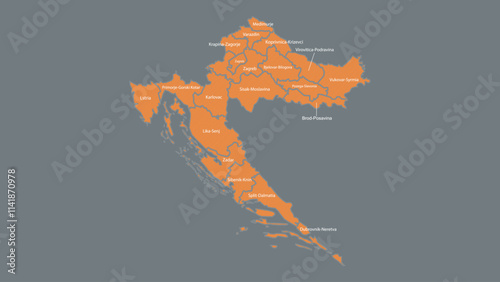 Modern Map of Croatia with Interactive Features, Flat design Croatia outline map.