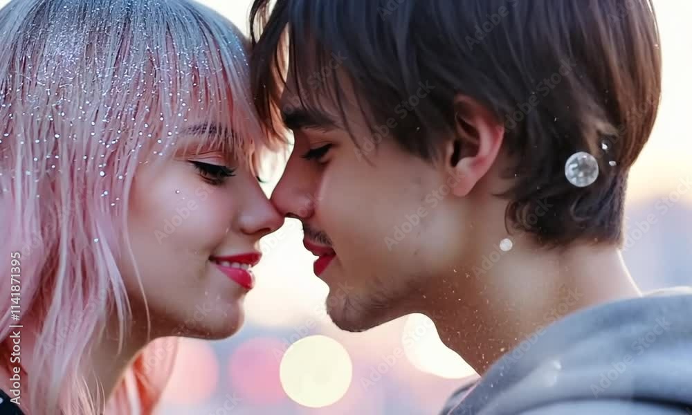 Intimate moment between two people with soft pastel colors. Intimate moment between two people with soft pastel colors.