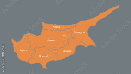 Modern Map of Cyprus with Interactive Features, Flat design Cyprus outline map.