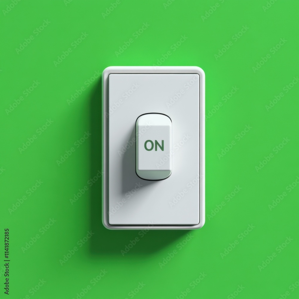 Vibrant green digital illustration of power switch activation in a modern workspace - energizing design Vibrant green digital illustration of power switch activation in a modern workspace - energizing design