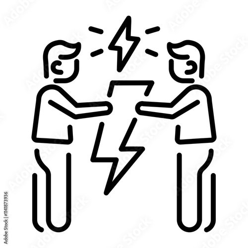 A linear icon of a conflict between two persons 