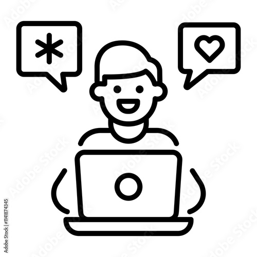 Digital activism icon in linear style 