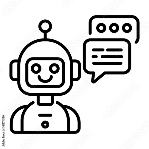 A line style icon of a robot chat 