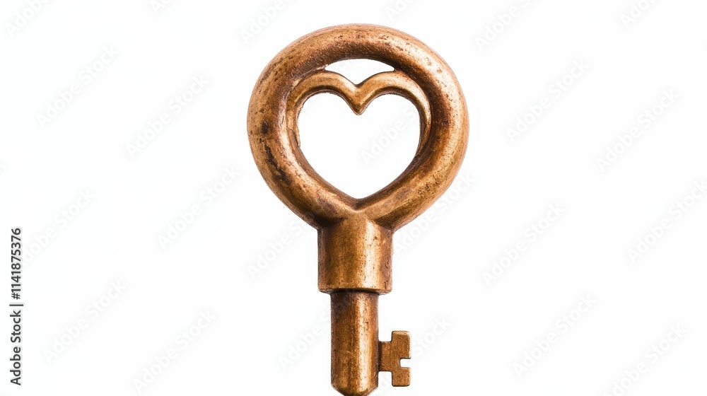 Heart-shaped key symbolizes love and connection. Heart-shaped key symbolizes love and connection.