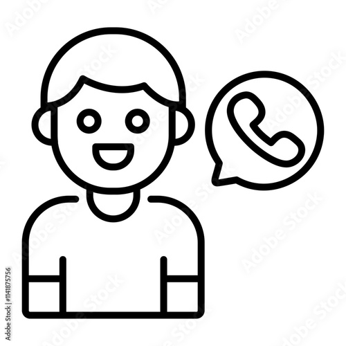 A linear icon of a person doing phone call 