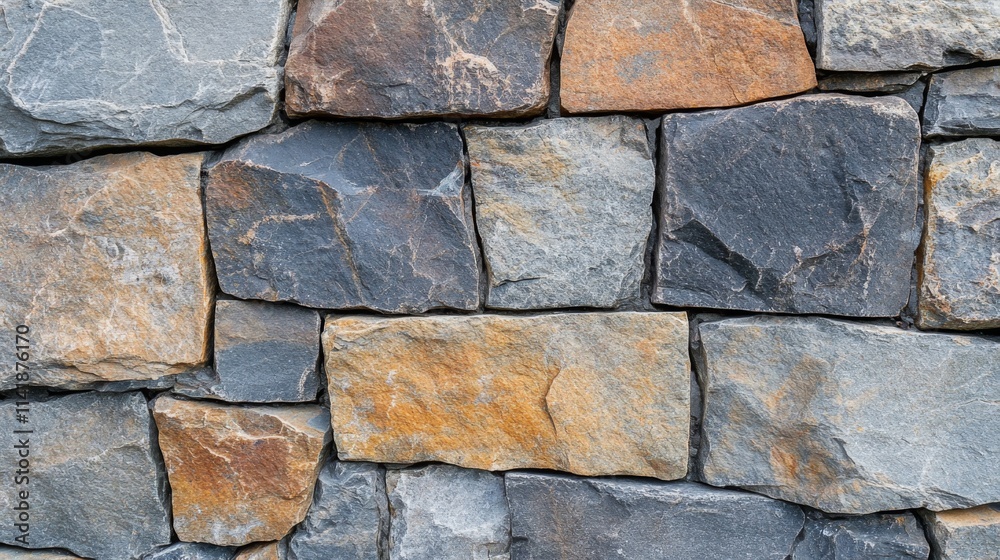 Fototapeta premium A textured stone wall with varied colors and shapes