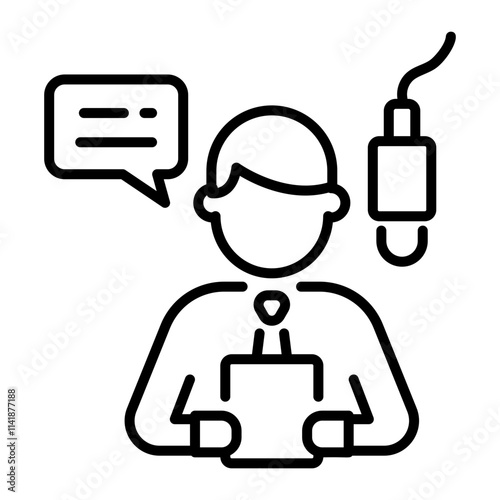 A linear icon of a narrator 